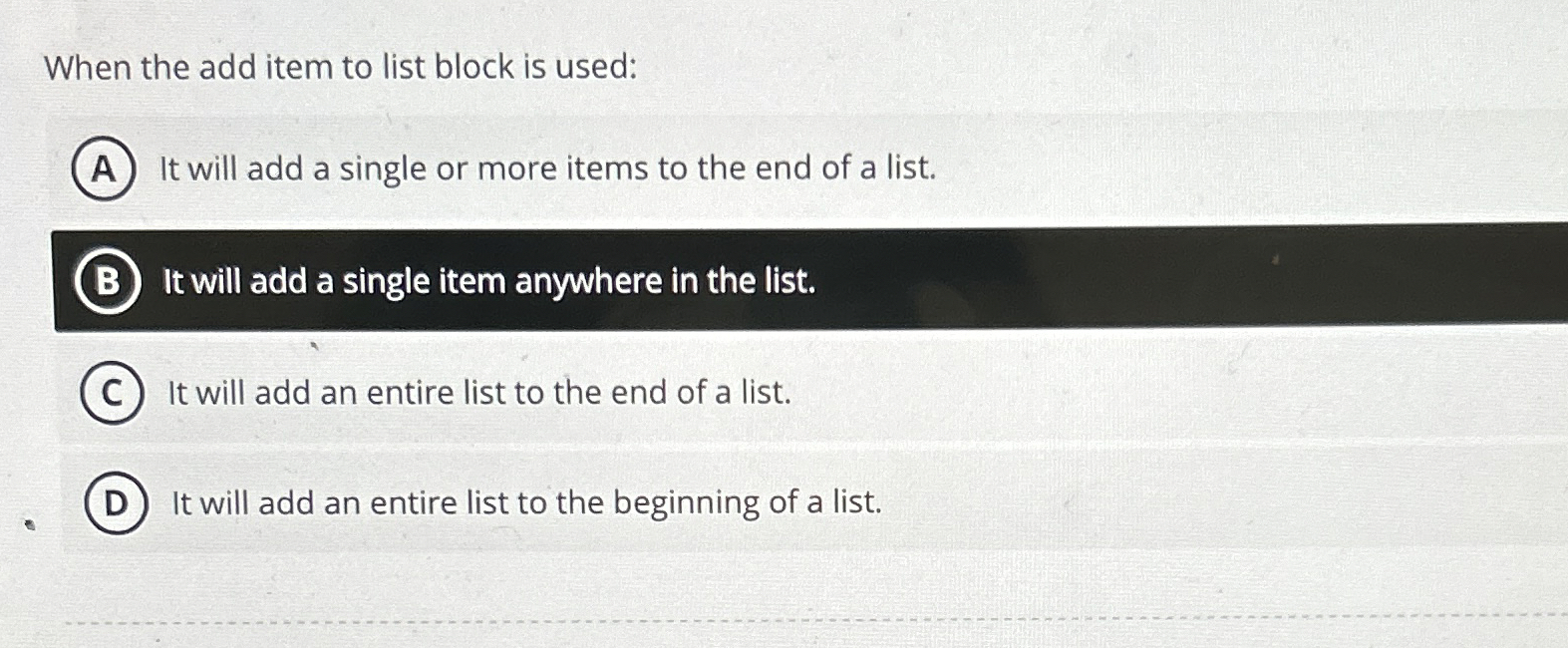 When the add item to list block is used: It will