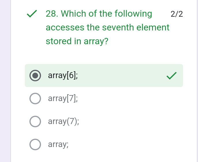 Which of the following 2 / 2 accesses the seventh
