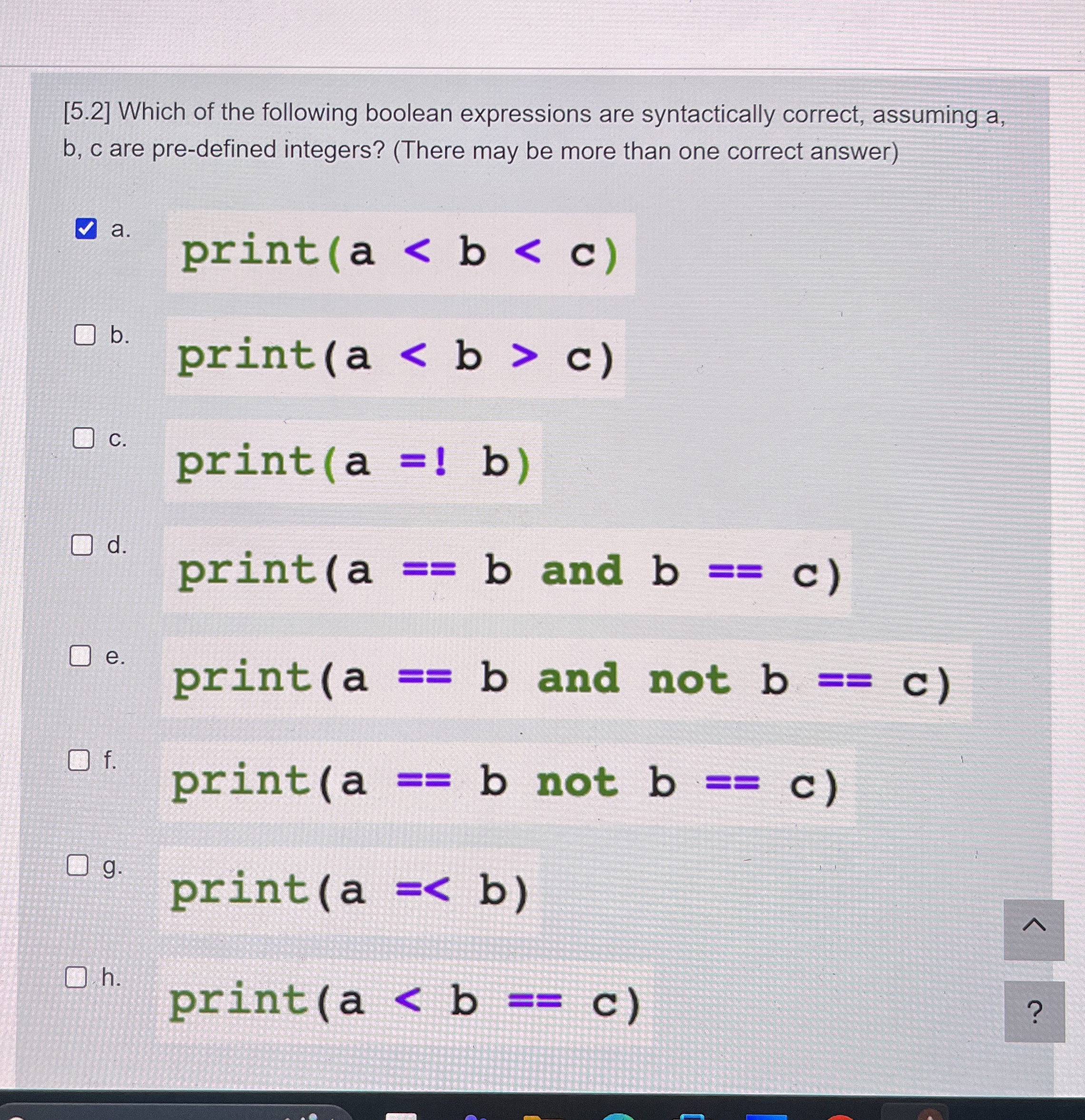 [ 5 . 2 ] Which of the following boolean