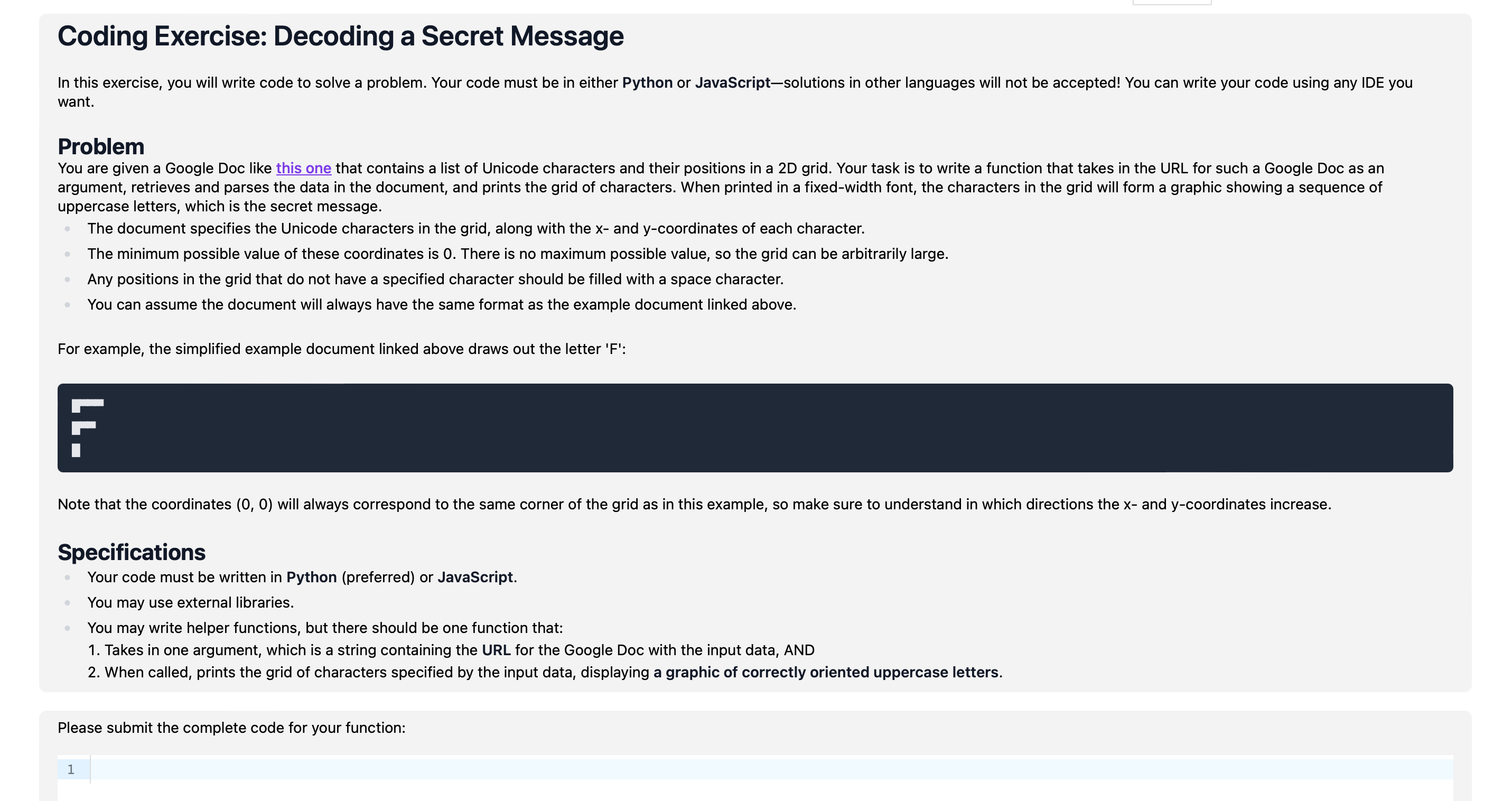 Coding assessment input data example This is an