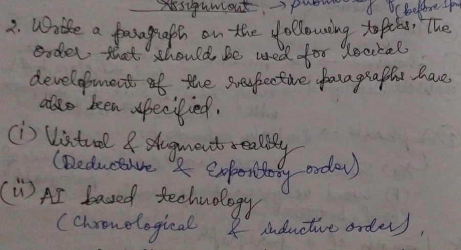 Write a paragraph on the following topics. The