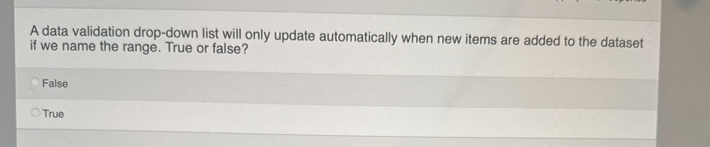 A data validation drop - down list will only