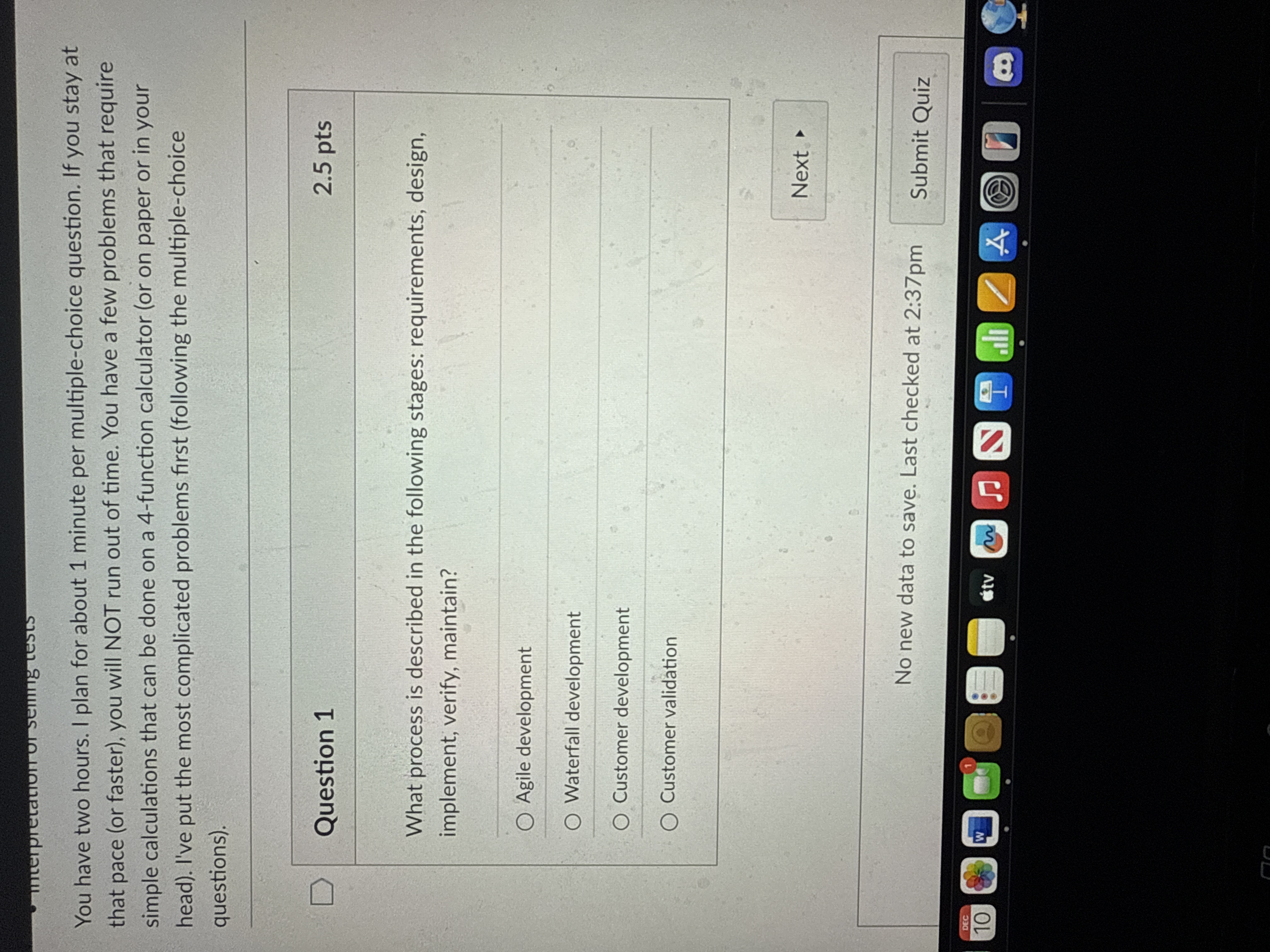 Question 1 2 . 5 pts What process is described in