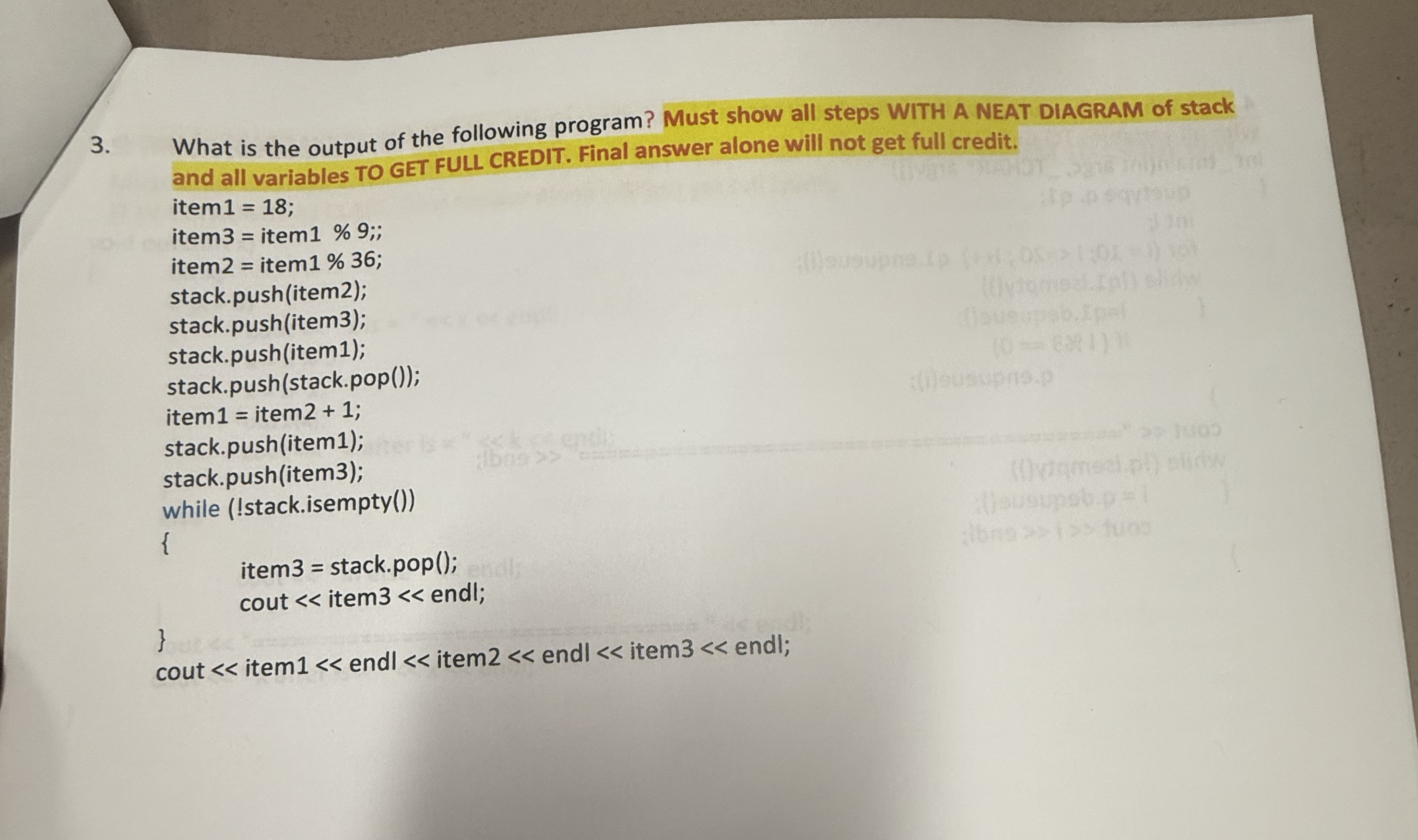 What is the output of the following program? Must