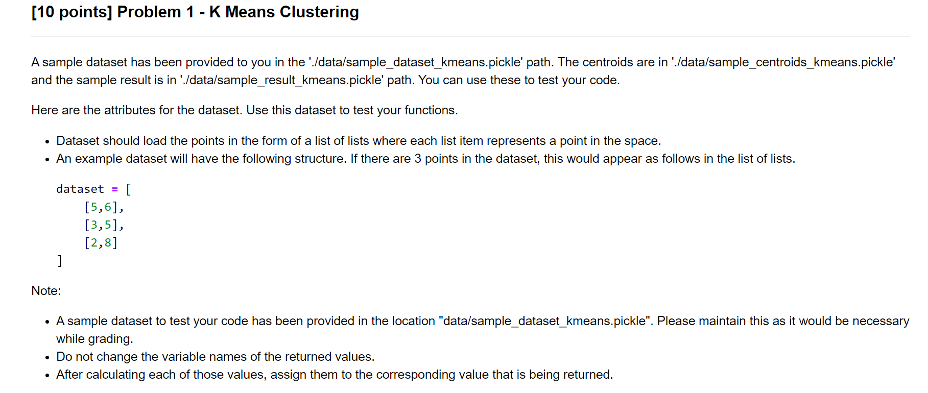 [ 1 0 points ] Problem 1 - K Means Clustering In