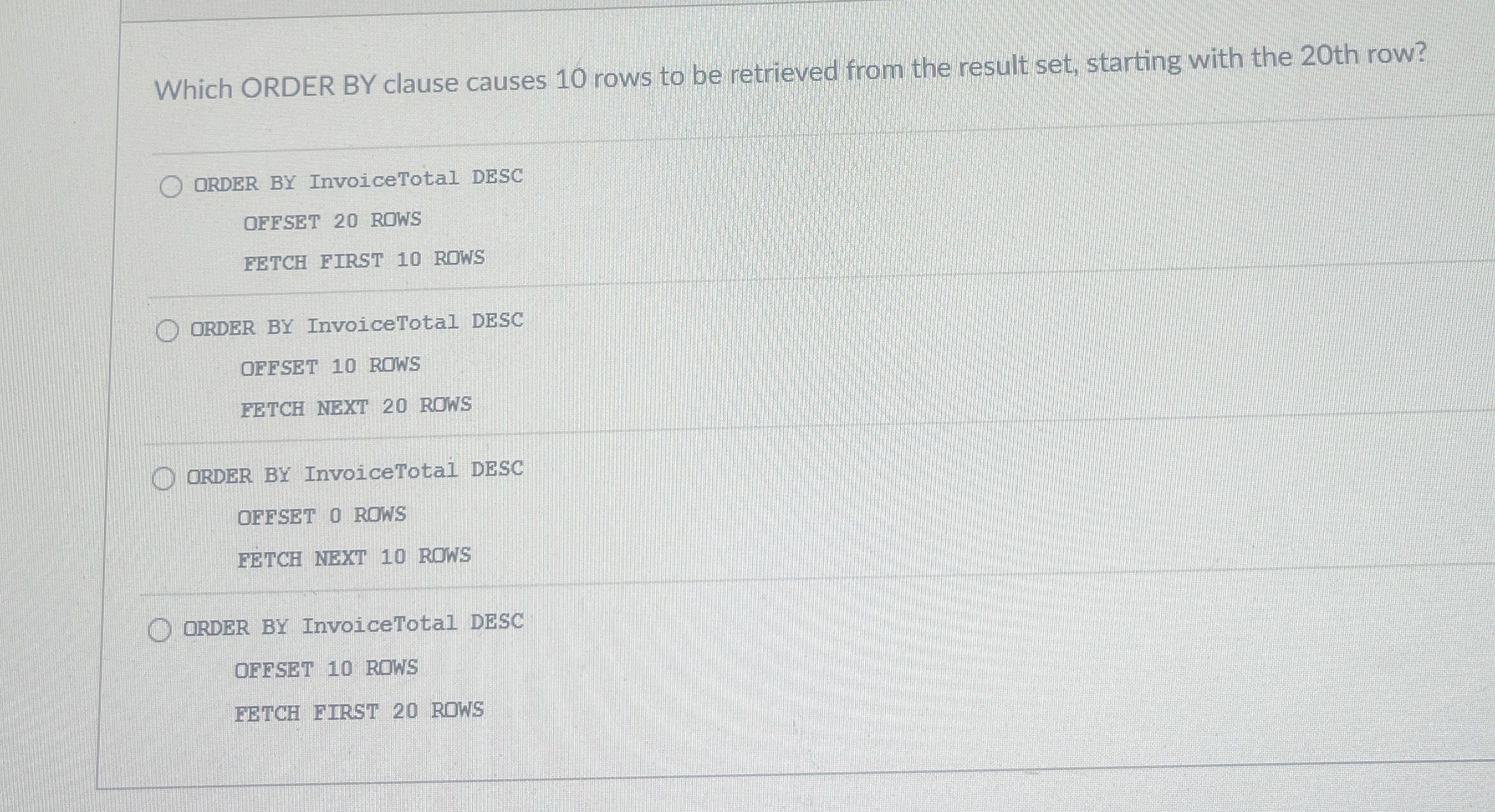 Which ORDER BY clause causes 1 0 rows to be