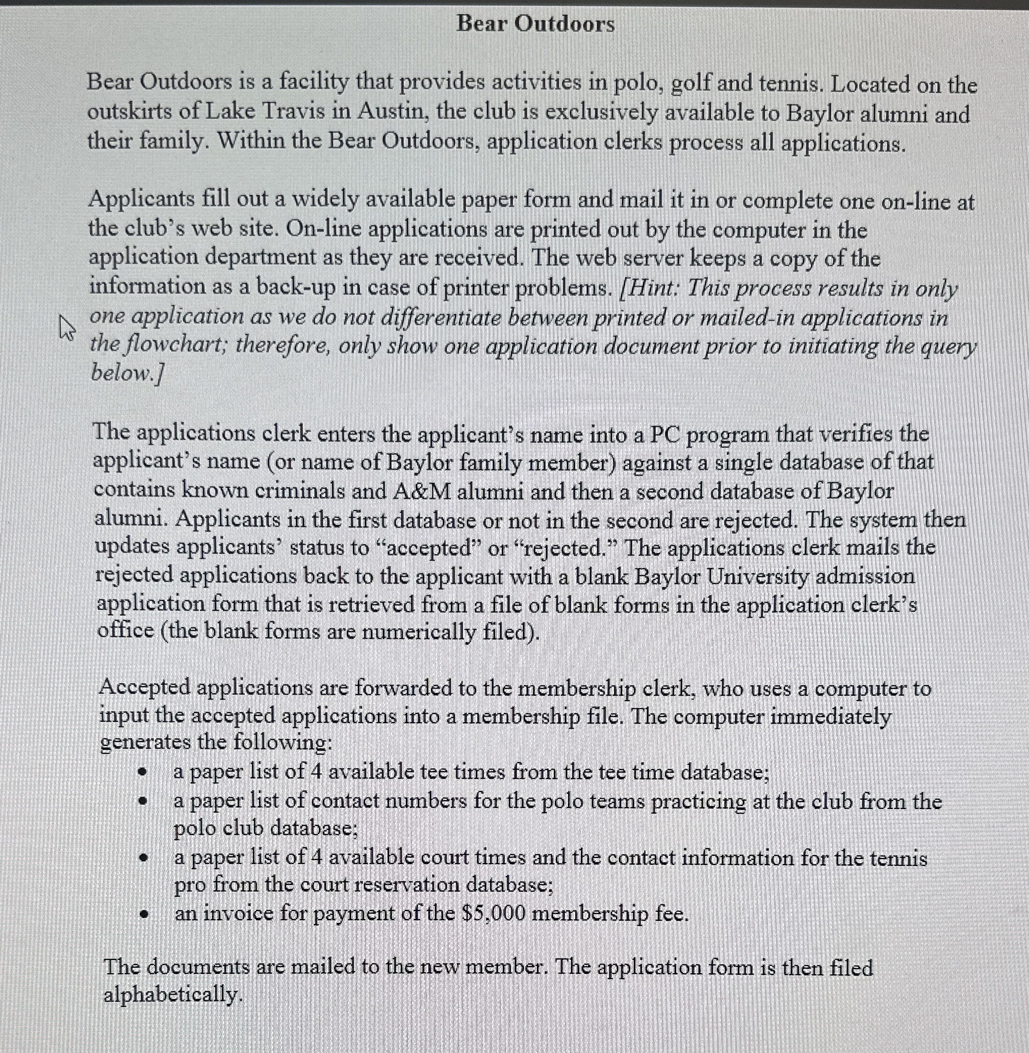 create a flow chart for this narrative Bear