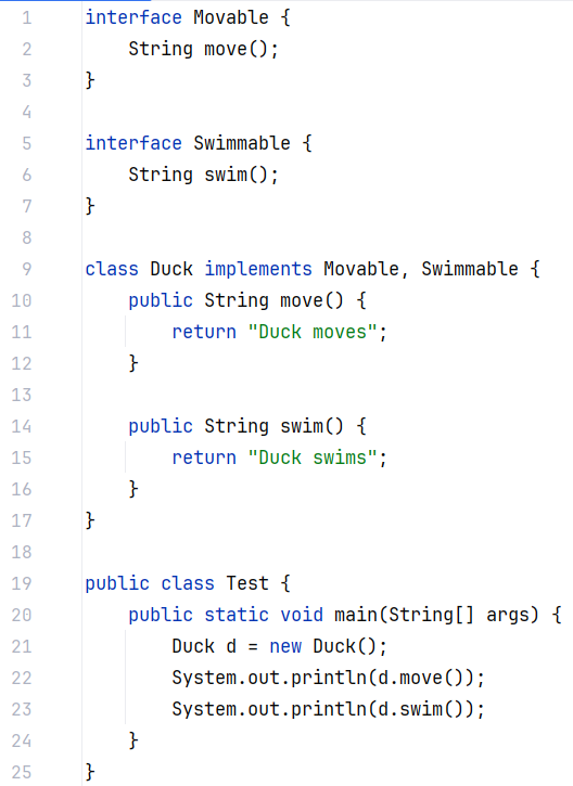 What will code output? interface Movable { String