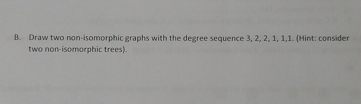 B . Draw two non - isomorphic graphs with the