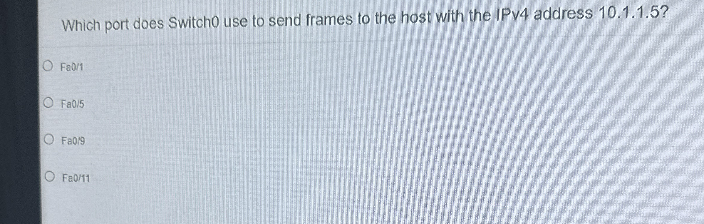 Which port does Switch 0 use to send frames to