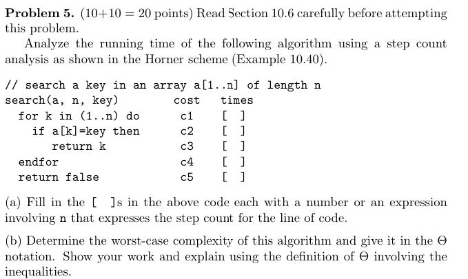 Problem 5 . \ ( ( 1 0 + 1 0 = 2 0 \ ) points )