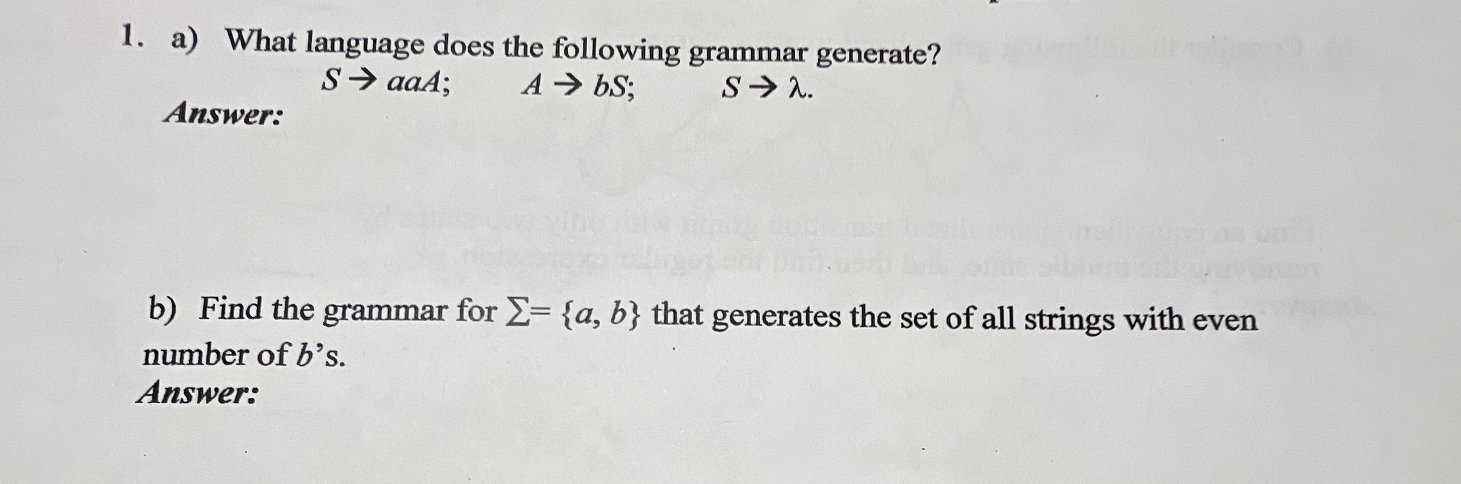 a ) What language does the following grammar