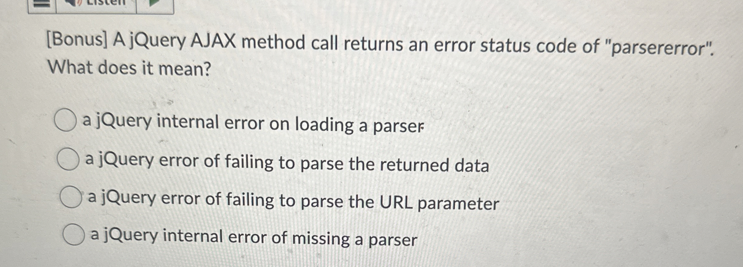 [ Bonus ] A jQuery AJAX method call returns an