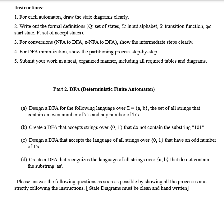 Instructions: ( Theory of computation ) For each