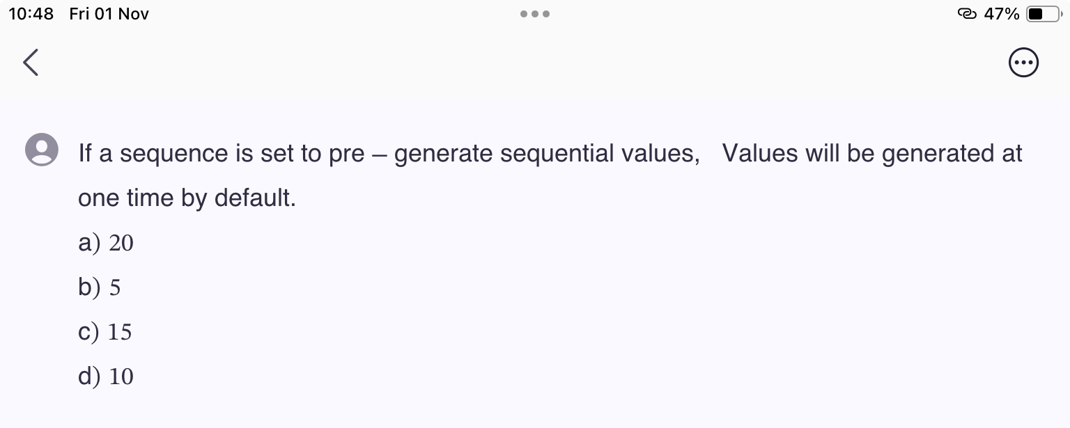 1 0 : 4 8 Fri 0 1 Nov 4 7 % If a sequence is set