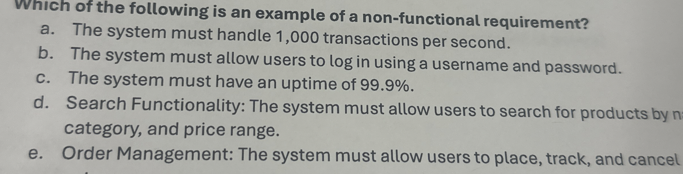 Which of the following is an example of a non -