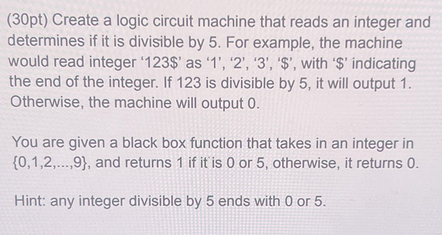 Create a logic circuit machine that reads an
