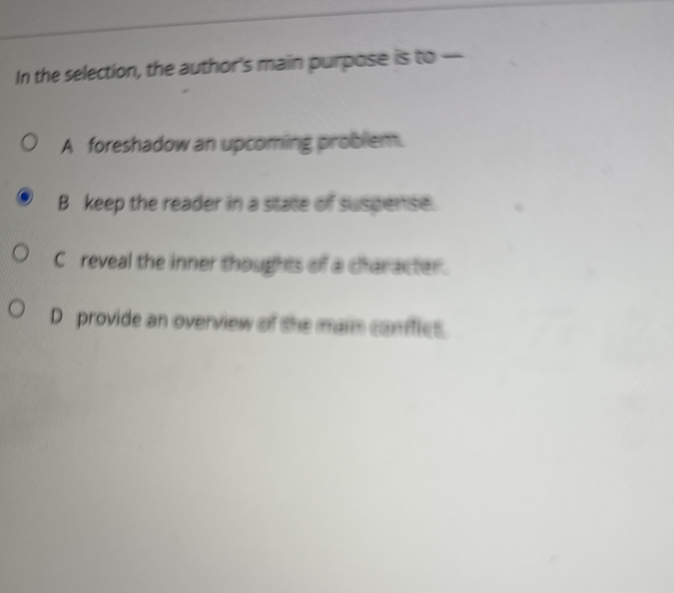 In the selection, the author's main purpose is to