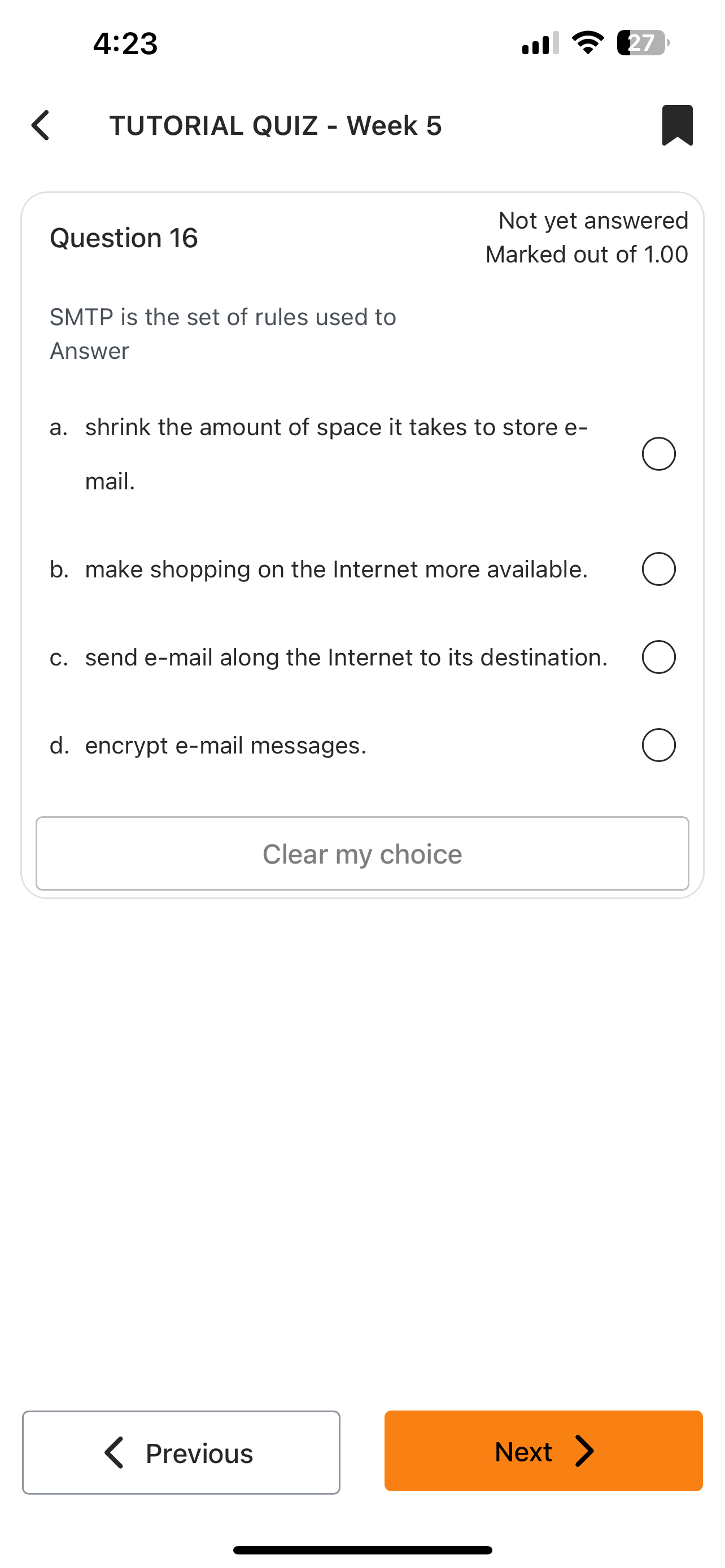 Question 1 6 Not yet answered Marked out of 1 . 0