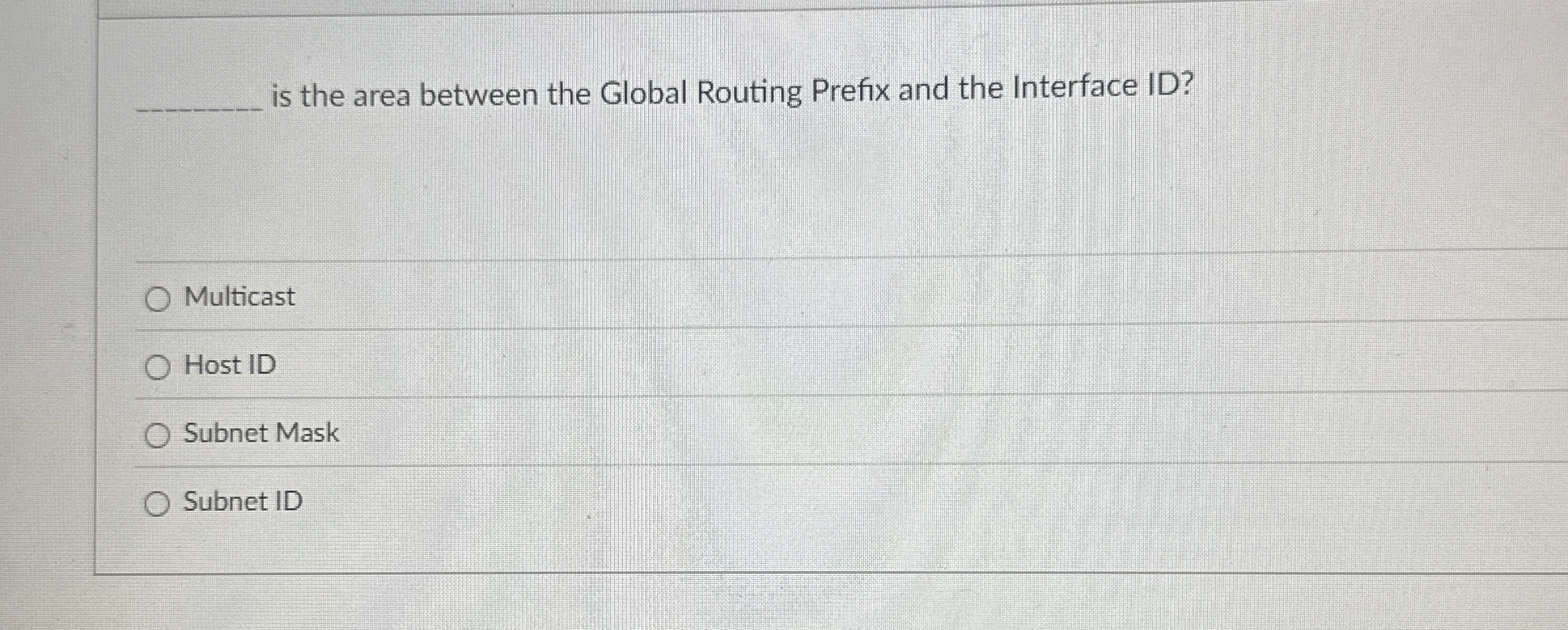 is the area between the Global Routing Prefix and