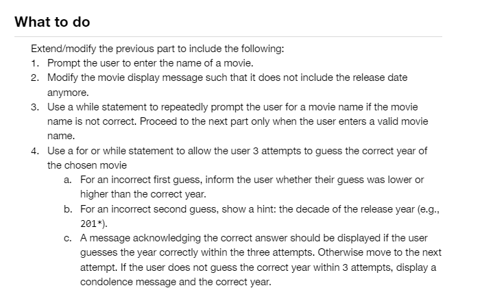Extend / modify the previous part to include the