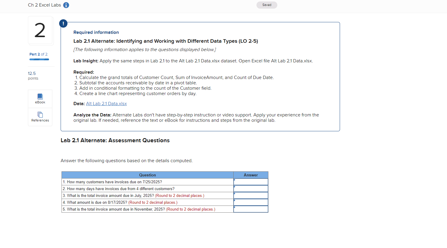 Required information Lab 2 . 1 Alternate: