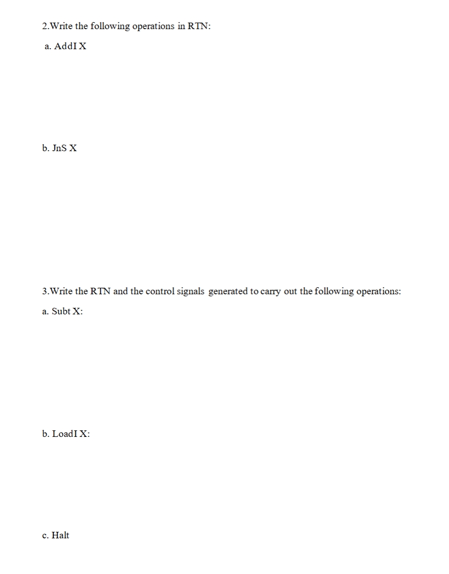 2 . Write the following operations in RTN: a .