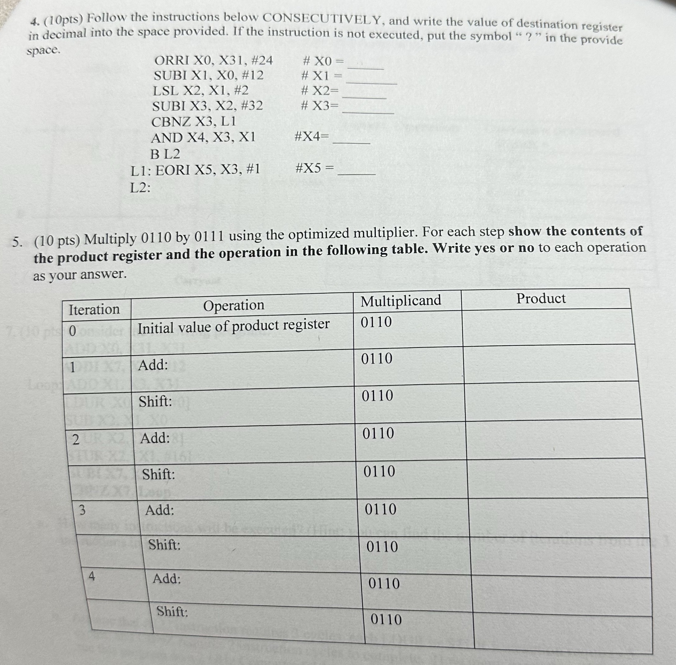 ( 1 0 pts ) Follow the instructions below