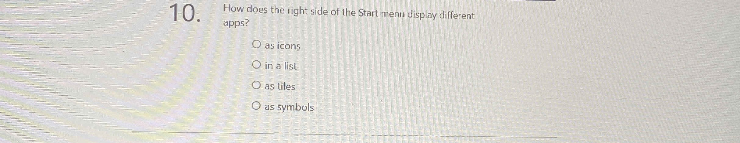 apps? as icons in a list as tiles as symbols How