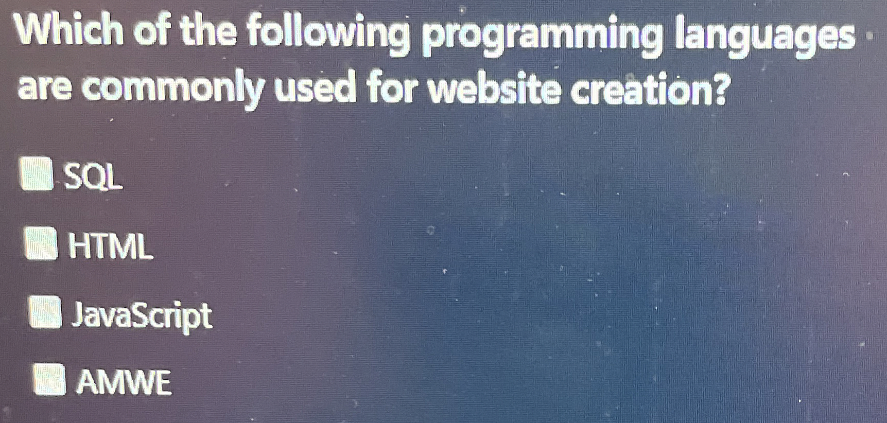 Which of the following programming languages are