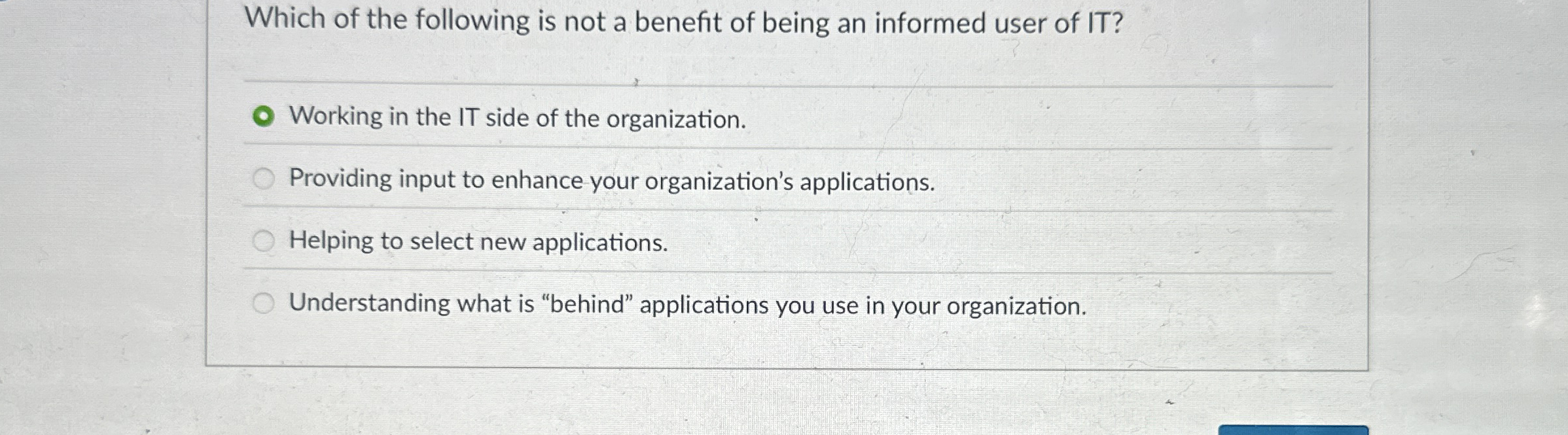 Which of the following is not a benefit of being