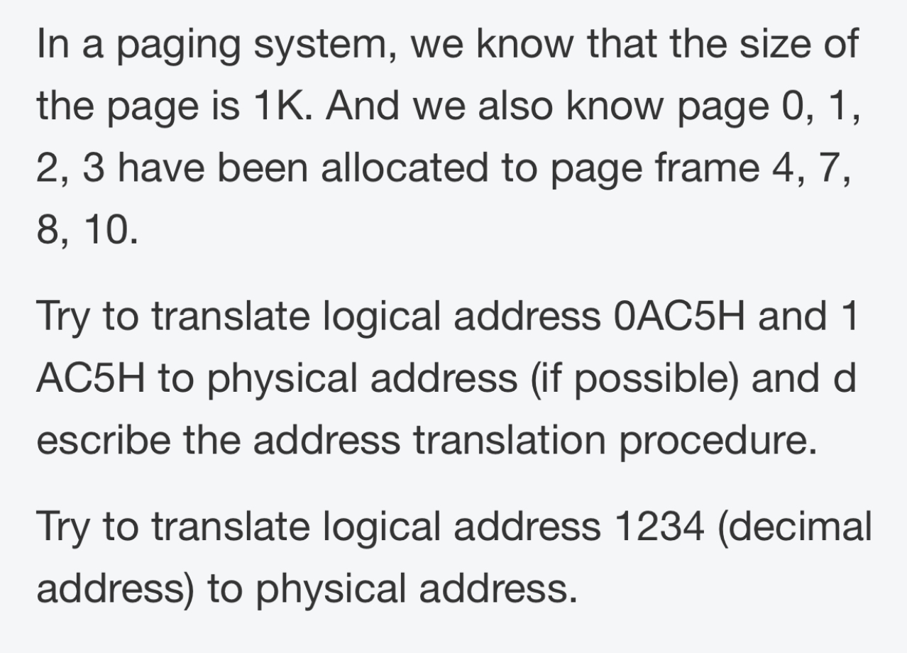 In a paging system, we know that the size of the