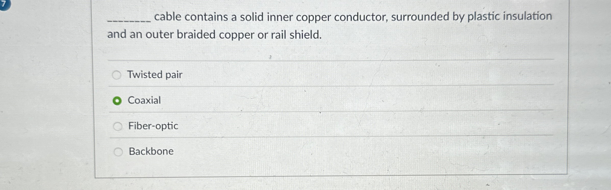 cable contains a solid inner copper conductor,