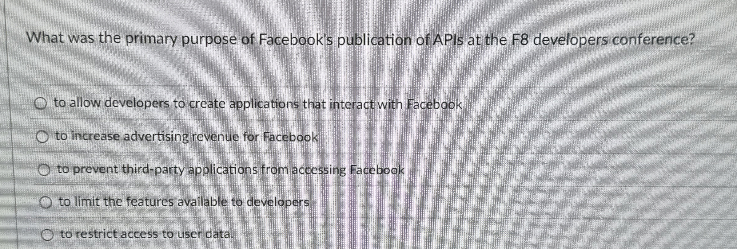 What was the primary purpose of Facebook's