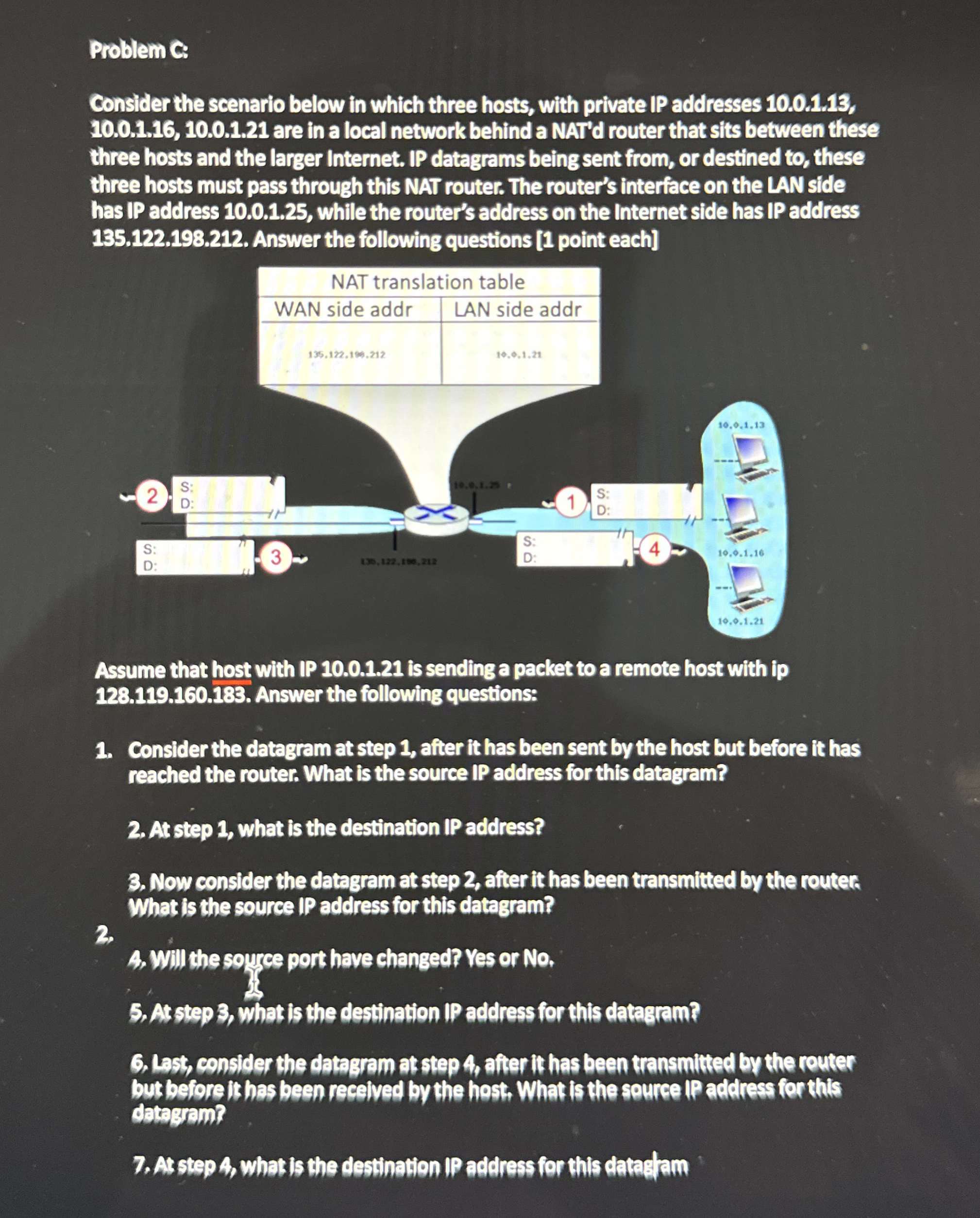 Problem c: Consider the scenario below in which