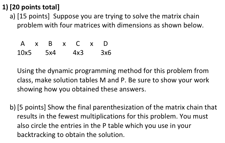 [ 2 0 points total ] a ) [ 1 5 points ] Suppose