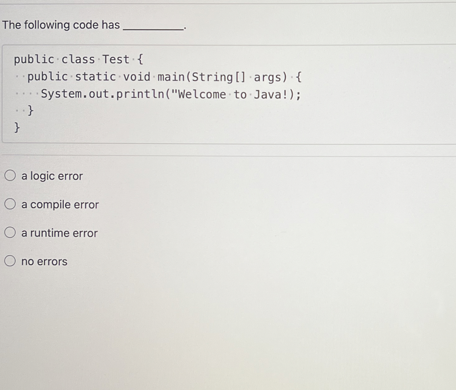 The following code hasa logic errora compile