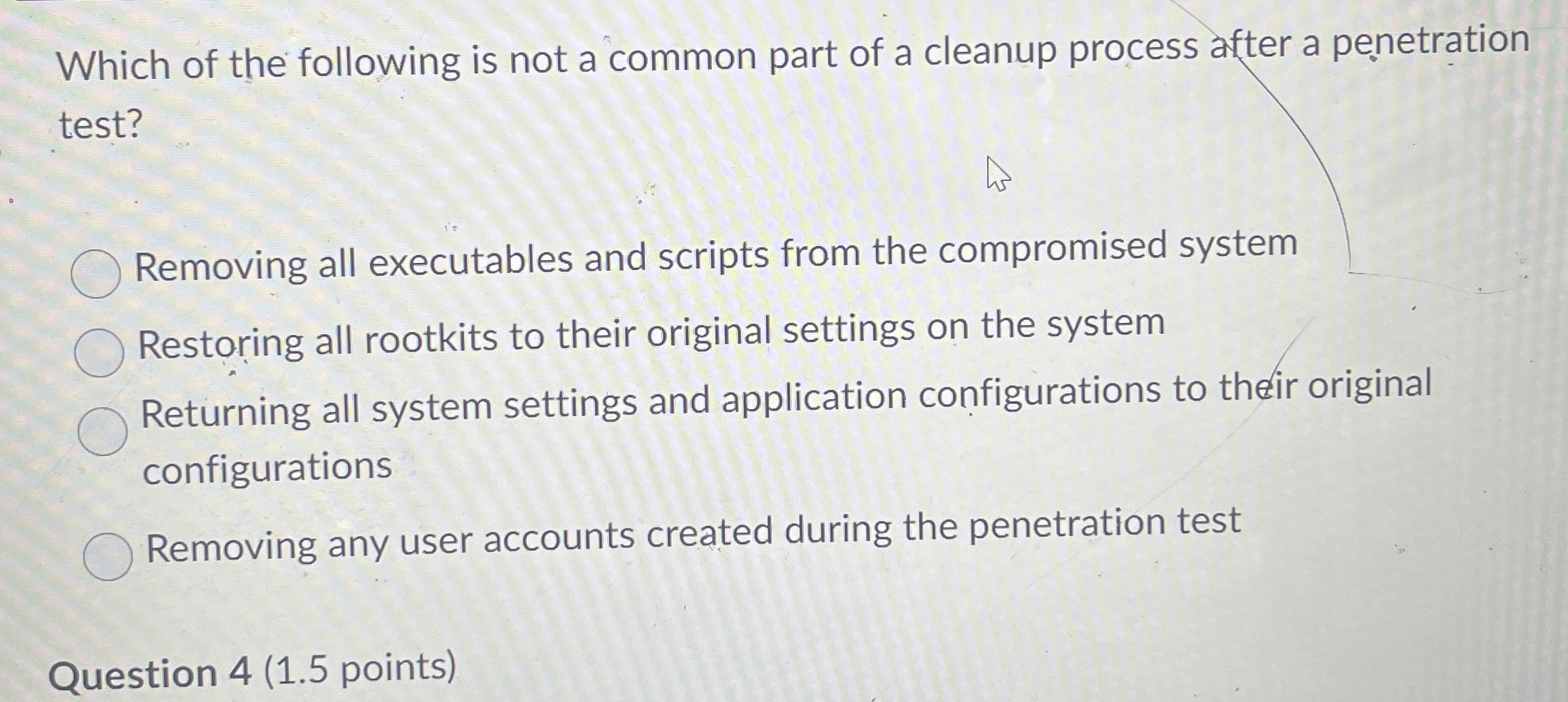 Which of the following is not a common part of a