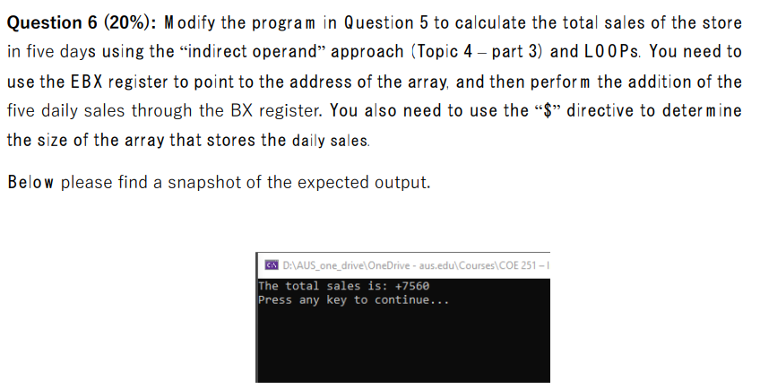 Question 6 ( 2 0 % ) : M odify the program in