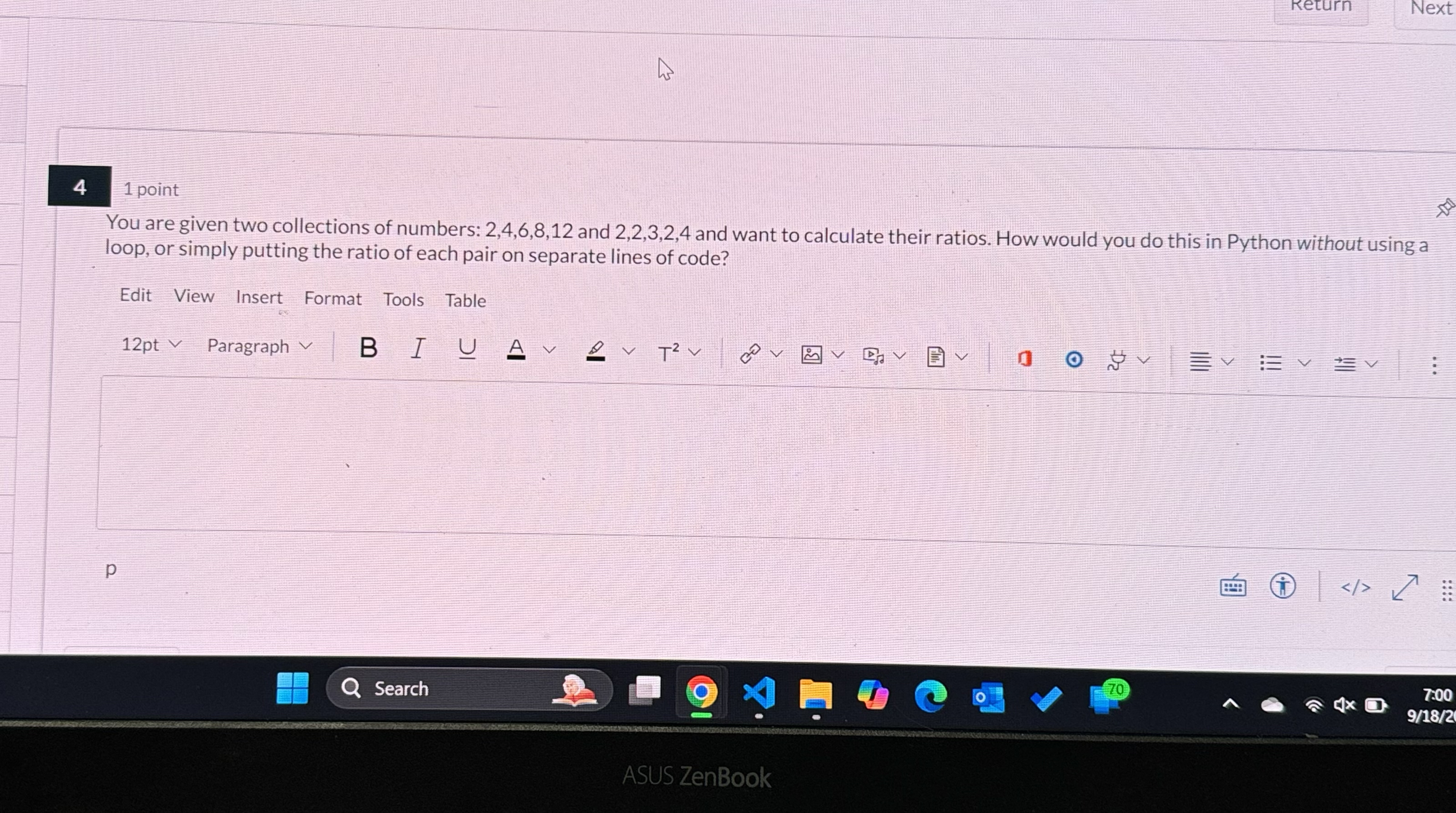 4 1 point You are given two collections of