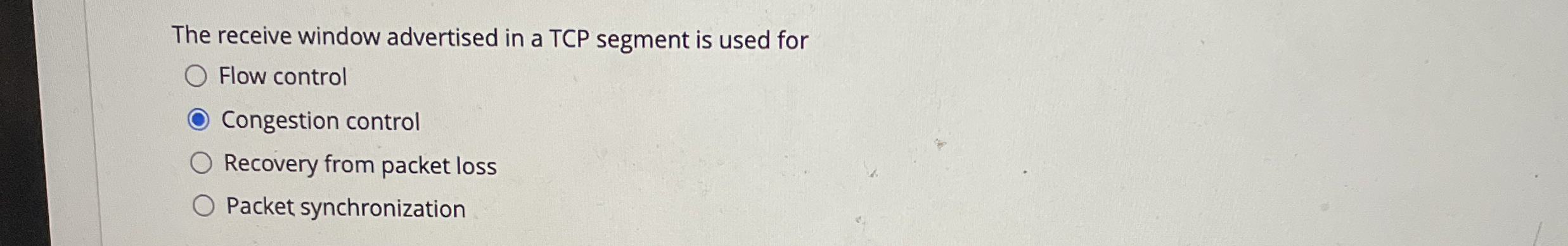 The receive window advertised in a TCP segment is