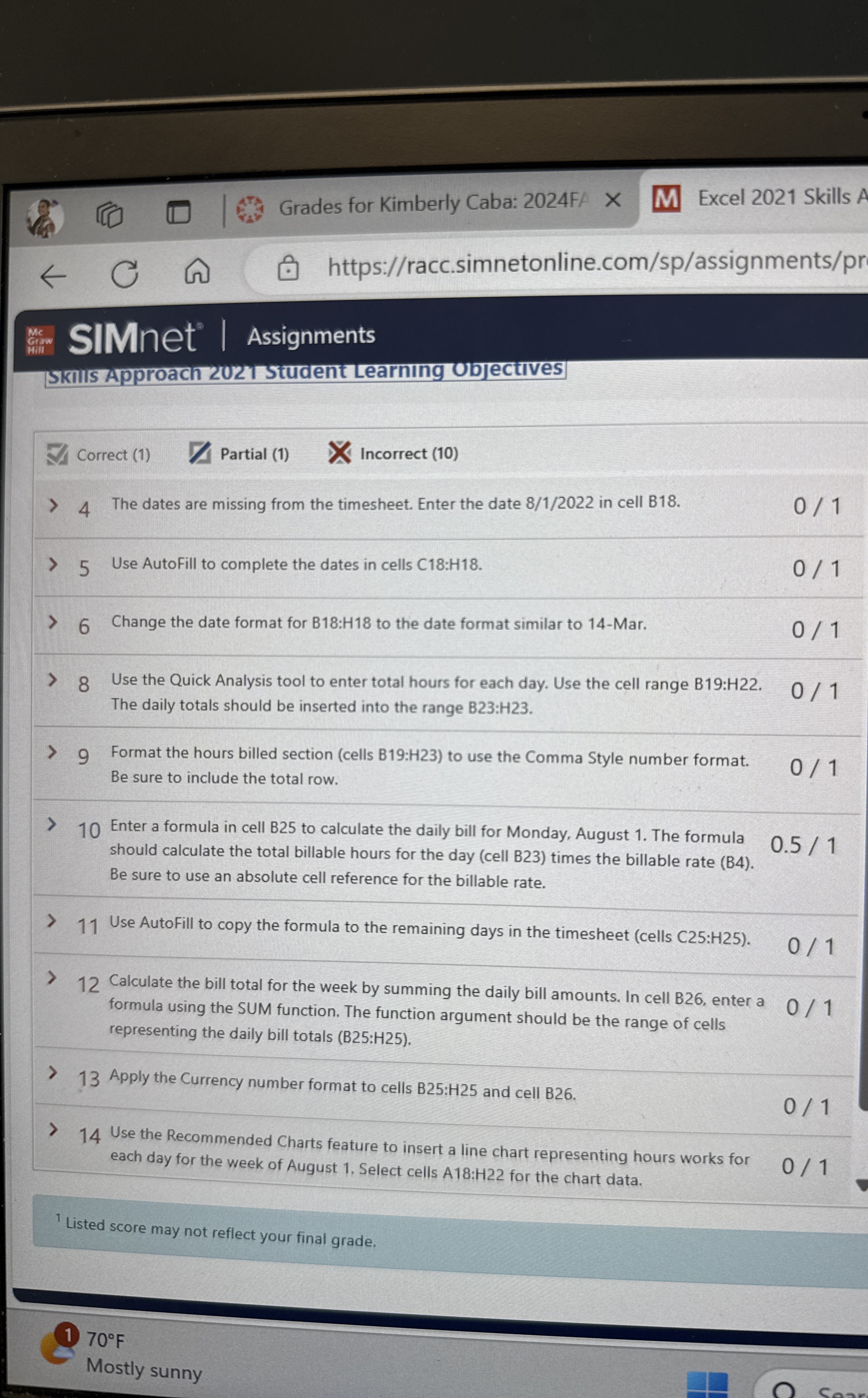 ? 1 Listed score may not reflect your final