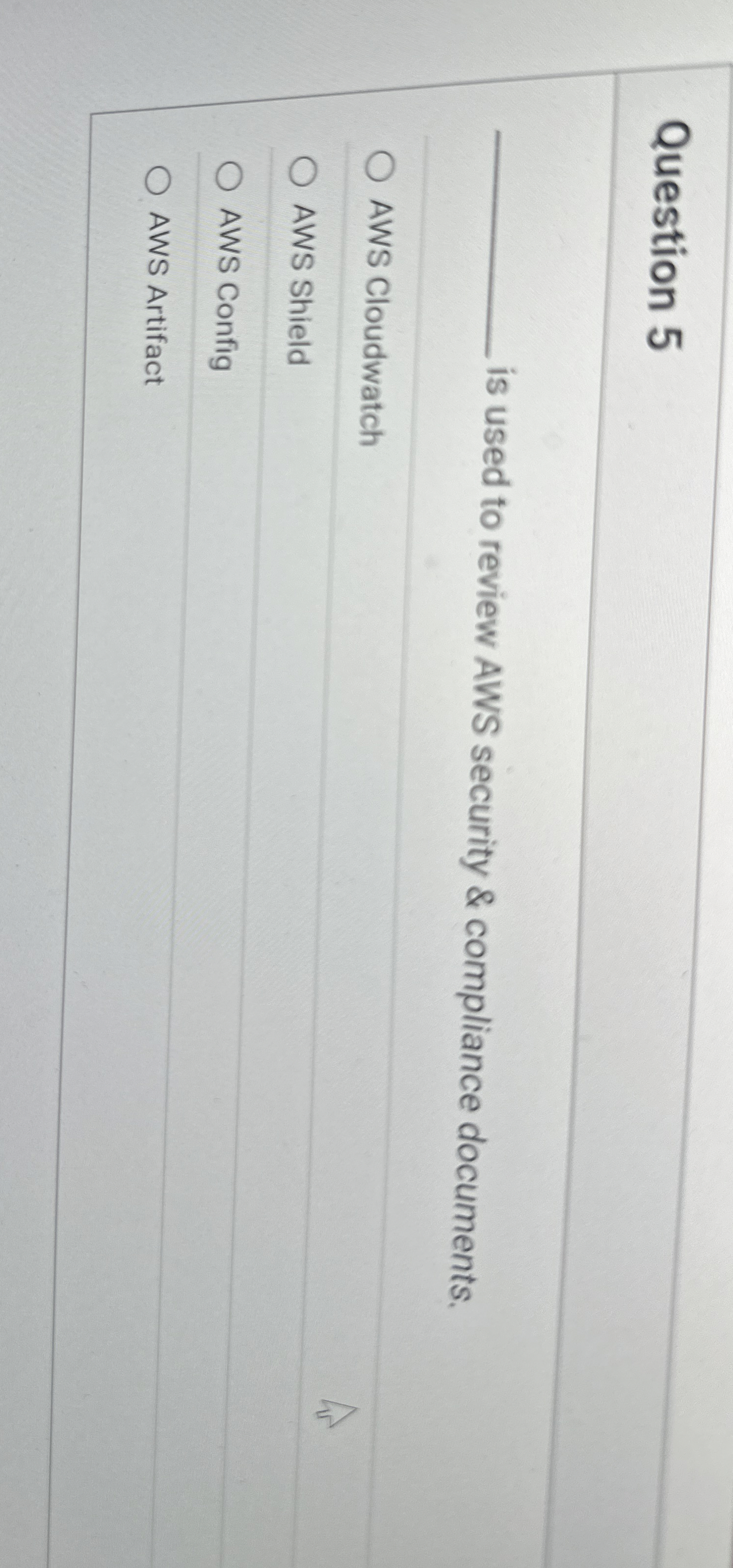 Question 5 is used to review AWS security &