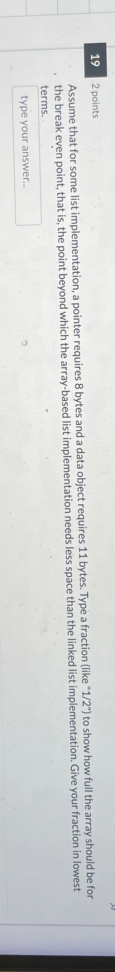 1 9 2 points Assume that for some list