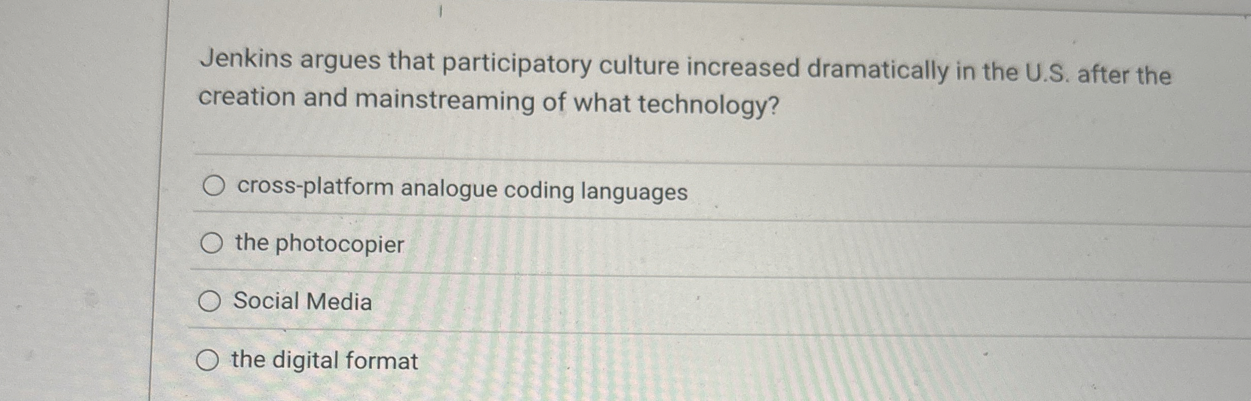 Jenkins argues that participatory culture