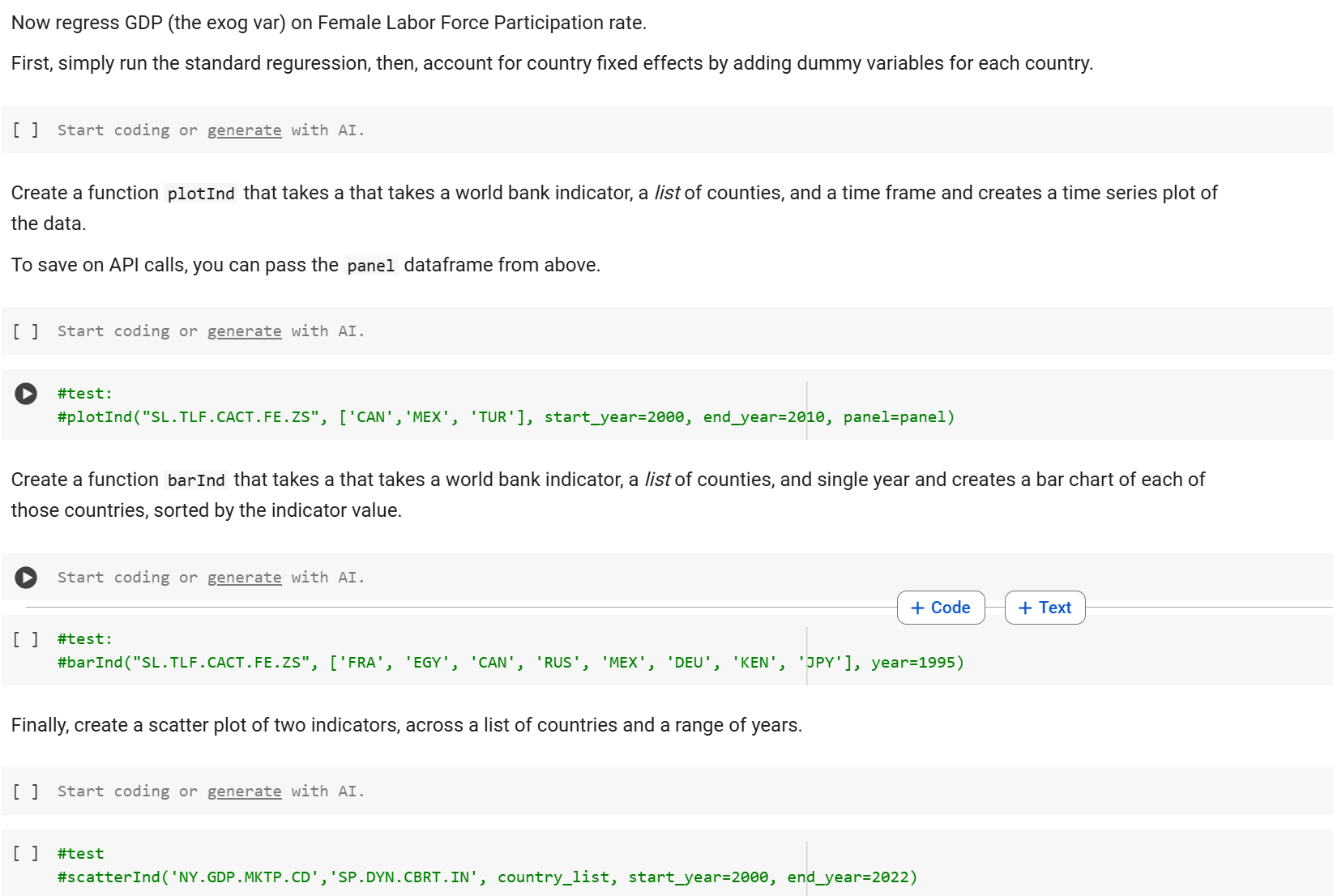 Now regress GDP ( the exog var ) on Female Labor
