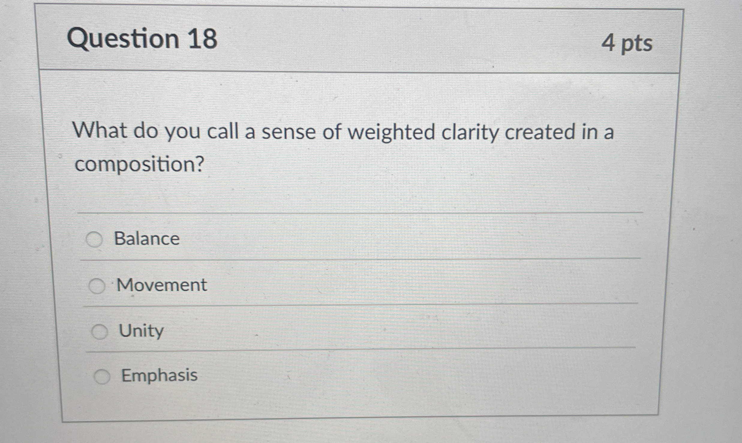 Question 1 8 4 pts What do you call a sense of