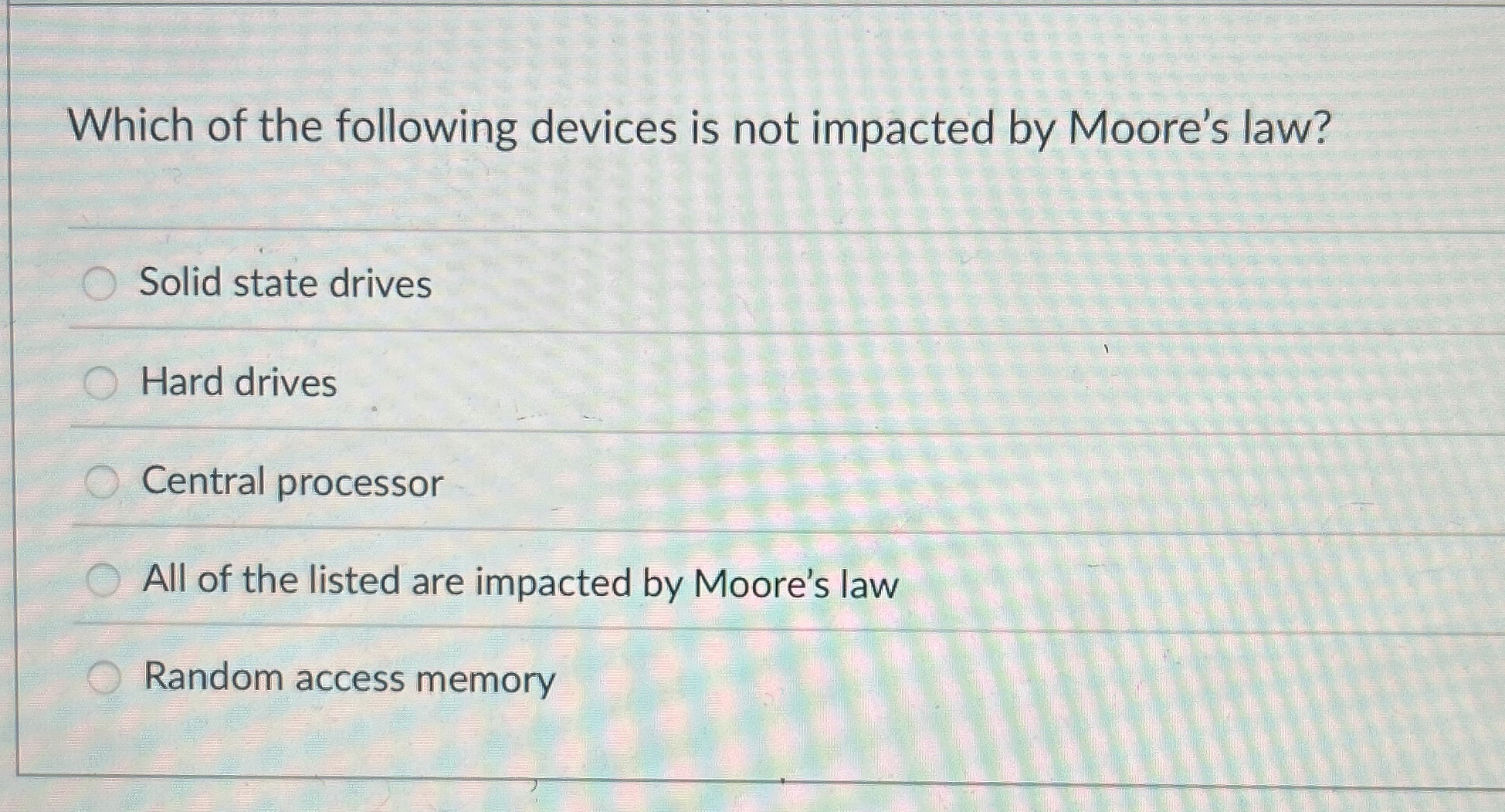 Which of the following devices is not impacted by