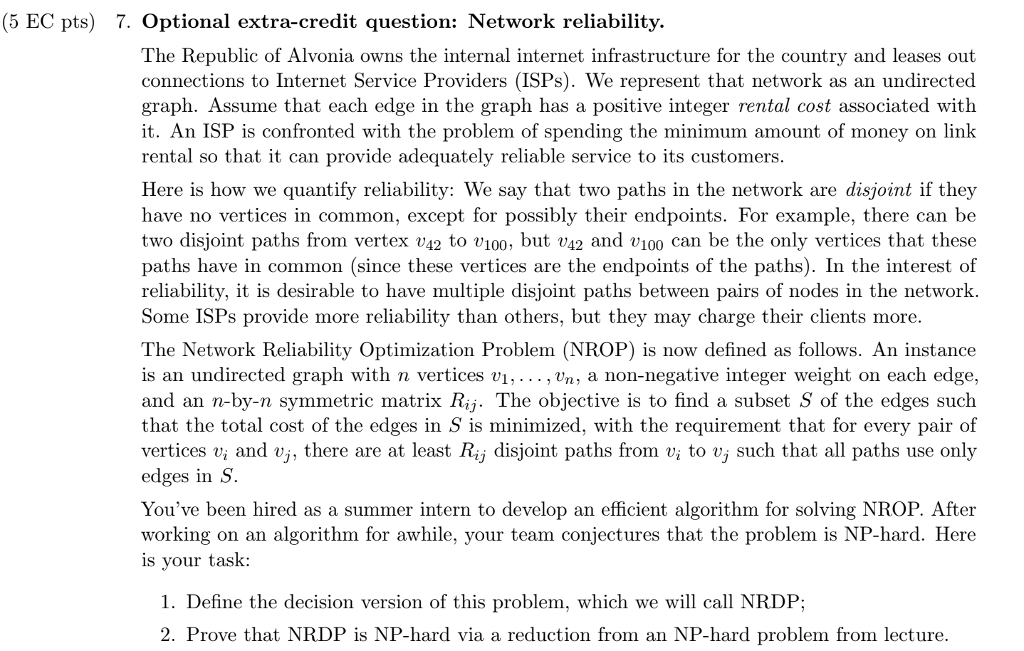 7 . Optional extra - credit question: Network