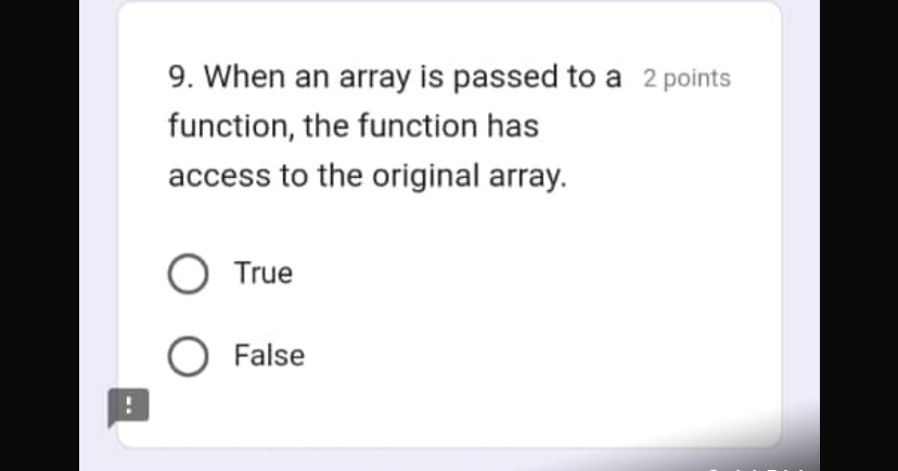 When an array is passed to a 2 points function,